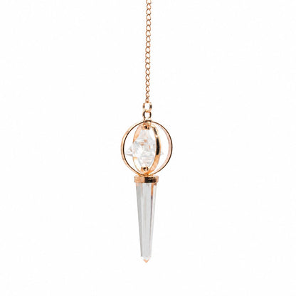 Clear Quartz Spinning Merkaba Star in Copper Pendulum Stellar Gateway