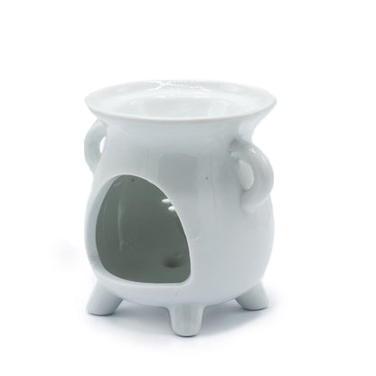 White Ceramic Cauldron Oil Burner Tree of Life
