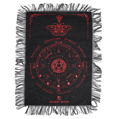 Mystic Moth Pendulum Divination Cloth Black & Blood Red