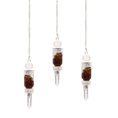 Floating Chakra Pendulum with Clear Quartz Point