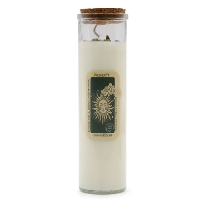Magic Spell Candle for Prosperity with TIGER EYE, GREEN AVENTURINE & LEMON HONEYSUCKLE