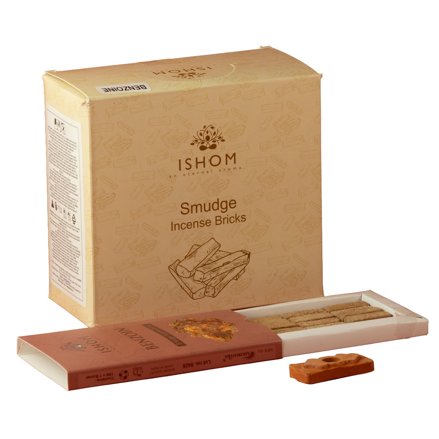 Benzion Natural Incense Smudge Bricks and Burner Pack of 15