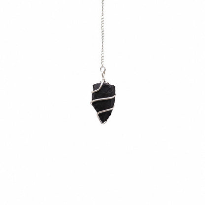 Black Agate Raw Gemstone Pendulum