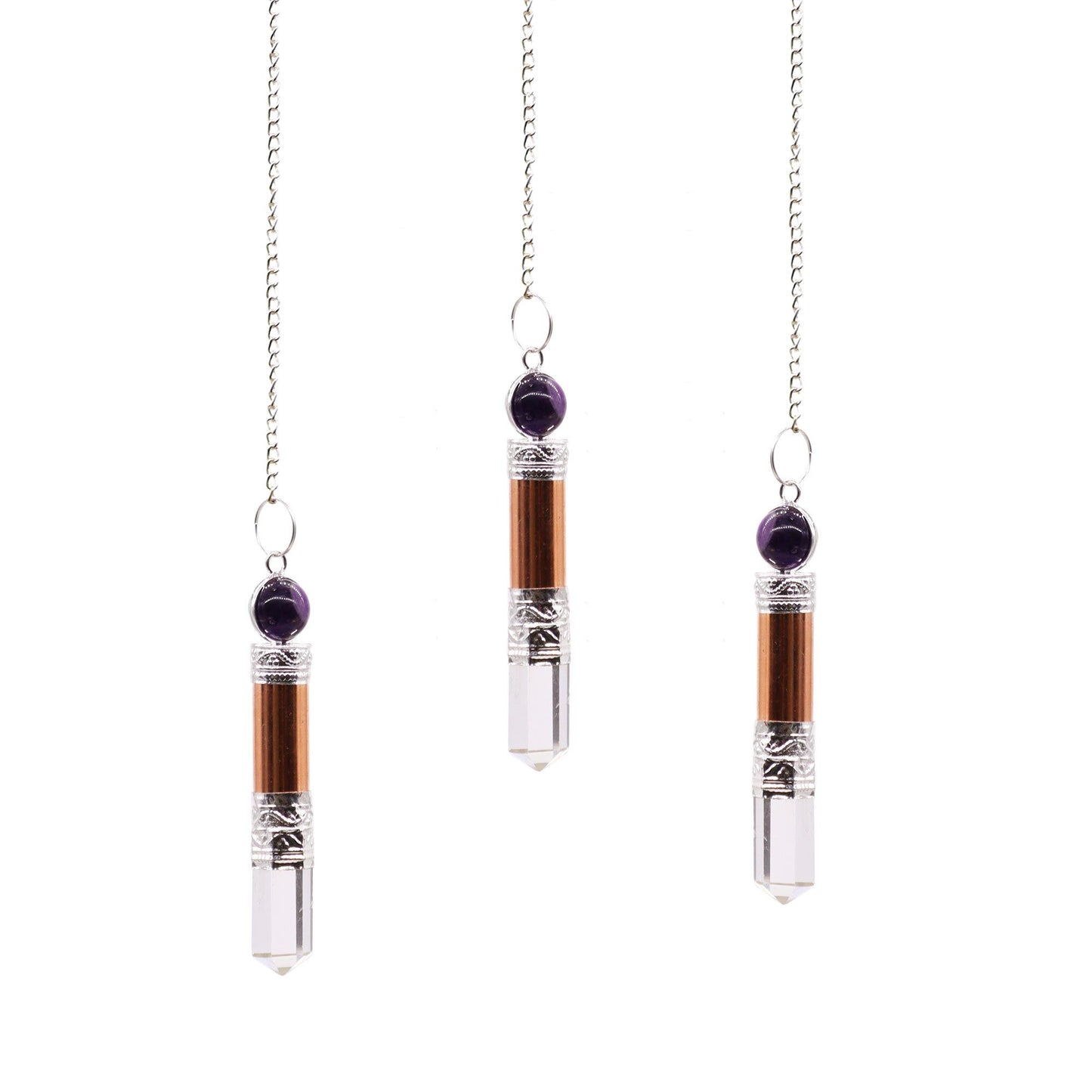Amethyst, Quartz, Copper Pendulum