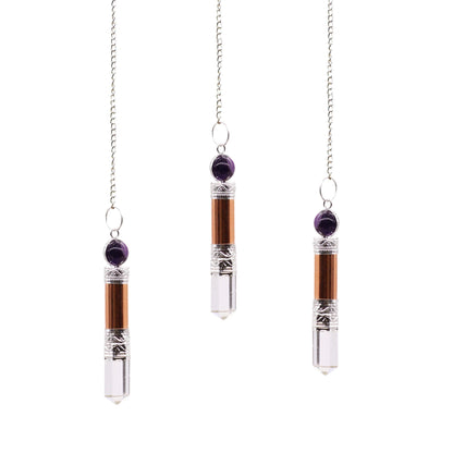 Amethyst, Quartz, Copper Pendulum