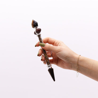Tiger Eye Shiva Lingam Magic Wand for Protection, Confidence, Financial Abundance