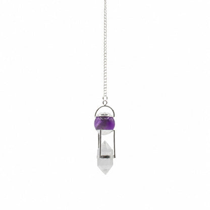 Amethyst, Clear Quartz Double Power Pendulum Seeker of Truth