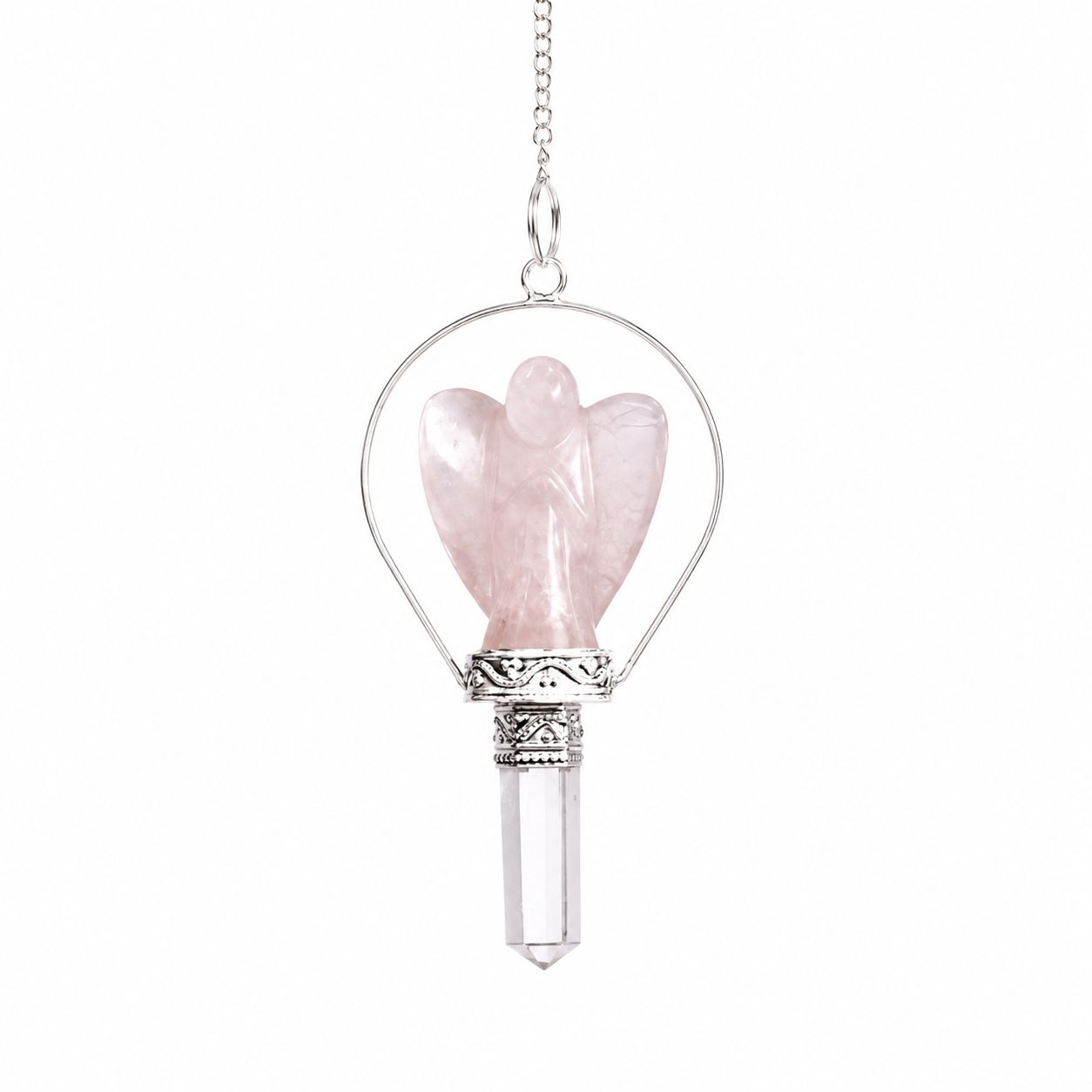 Rose Quartz Angel Pendulum