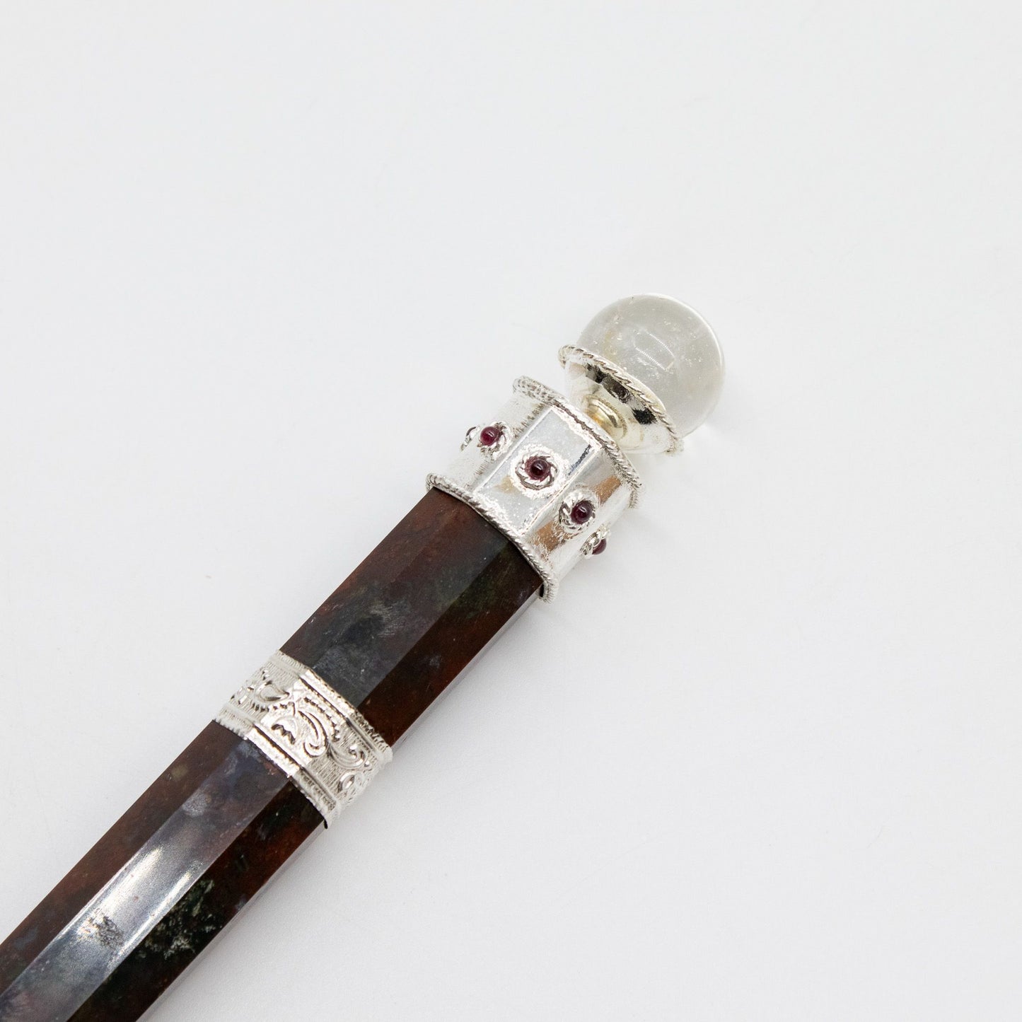 Bloodroot Sovereign Wand - Fancy Jasper Magic- Crystal Ball top