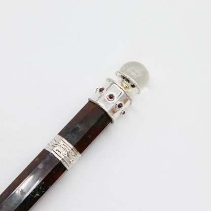 Bloodroot Sovereign Wand - Fancy Jasper Magic- Crystal Ball top
