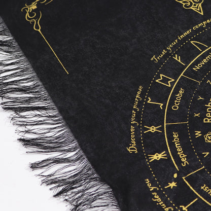 Sun Face Pendulum Divination Cloth Black & Gold