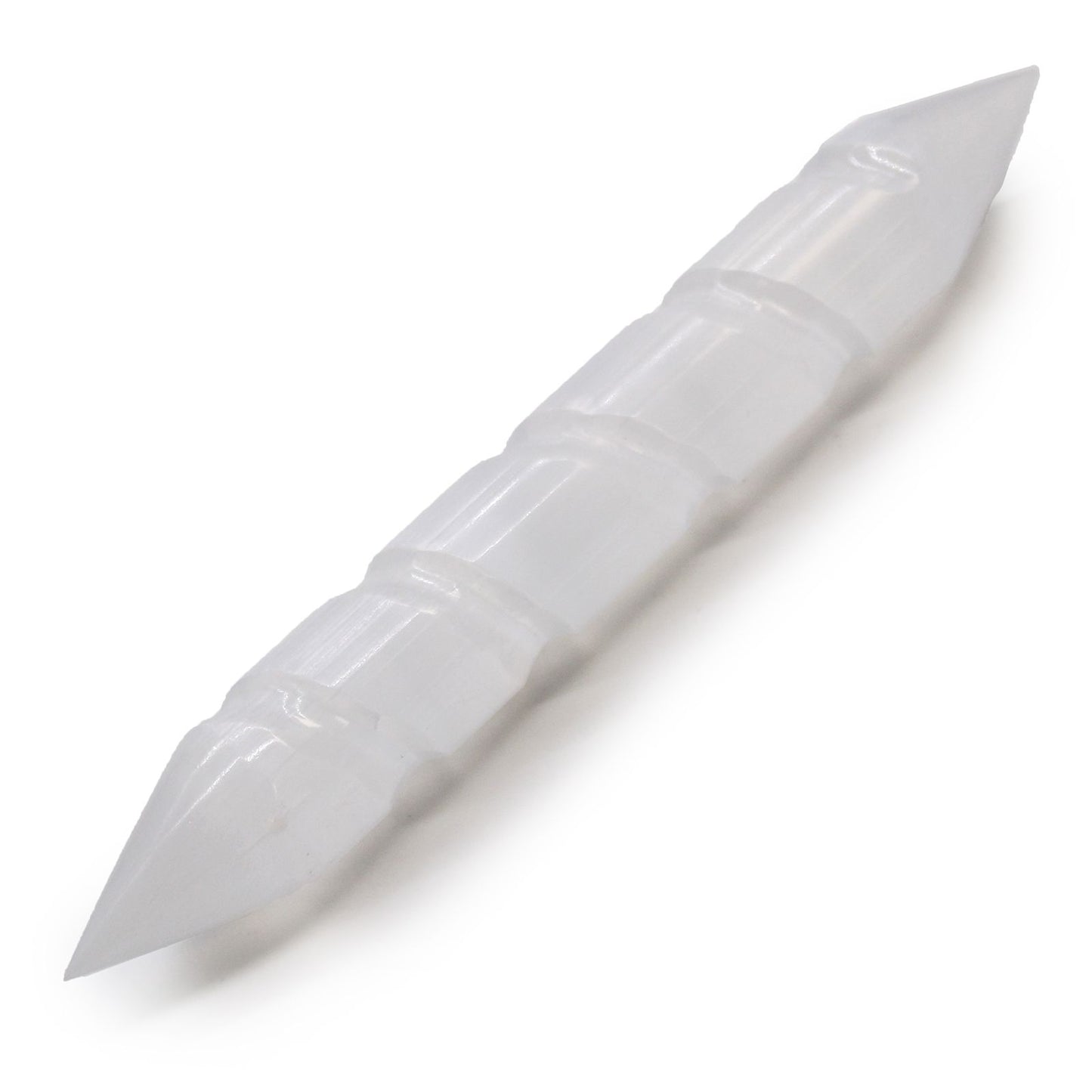 Selenite Spiral Wands - 16 cm Point Both Ends