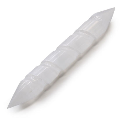 Selenite Spiral Wands - 16 cm Point Both Ends