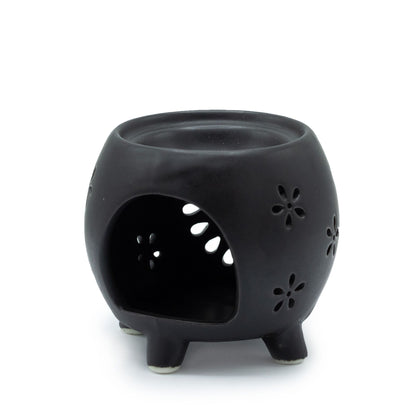 Flower Burst Squat Pot Matt Black Oil Burner