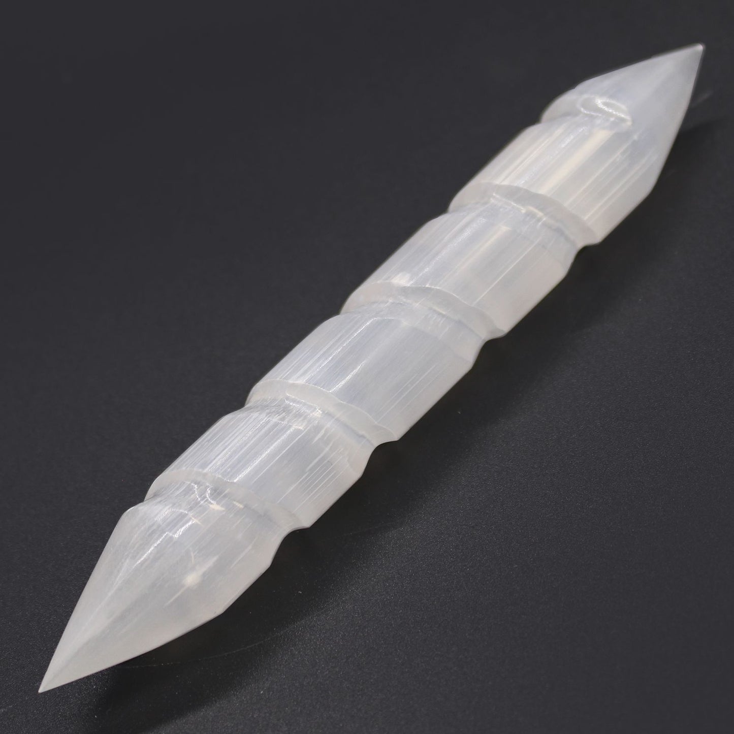 Selenite Spiral Wands - 16 cm Point Both Ends