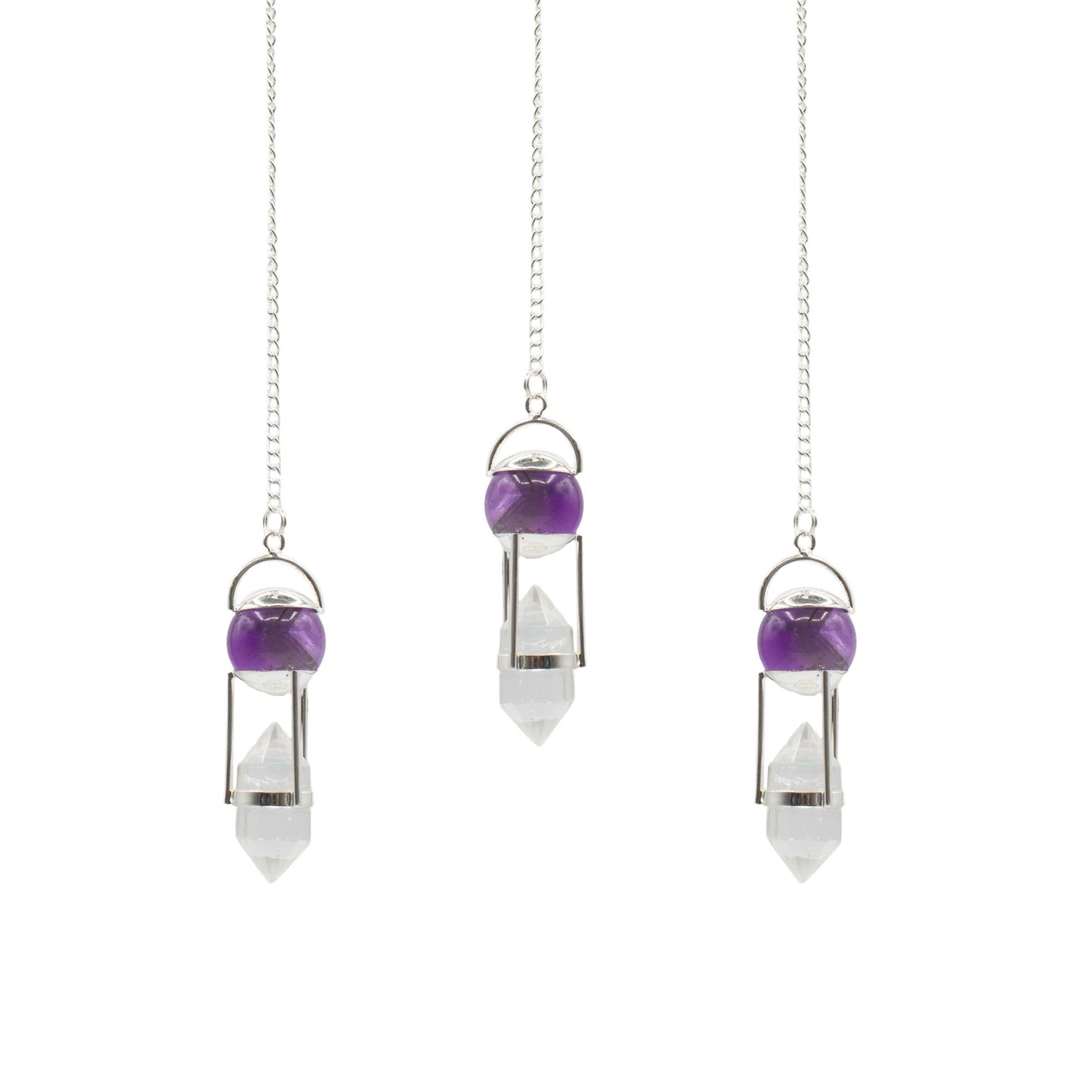 Amethyst, Clear Quartz Double Power Pendulum Seeker of Truth