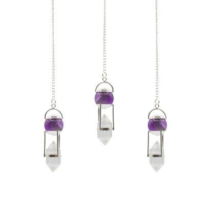 Amethyst, Clear Quartz Double Power Pendulum Seeker of Truth