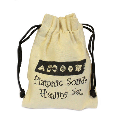 Platonic Solids Geometric Seven Piece Black Agate Set Sacred Geometry
