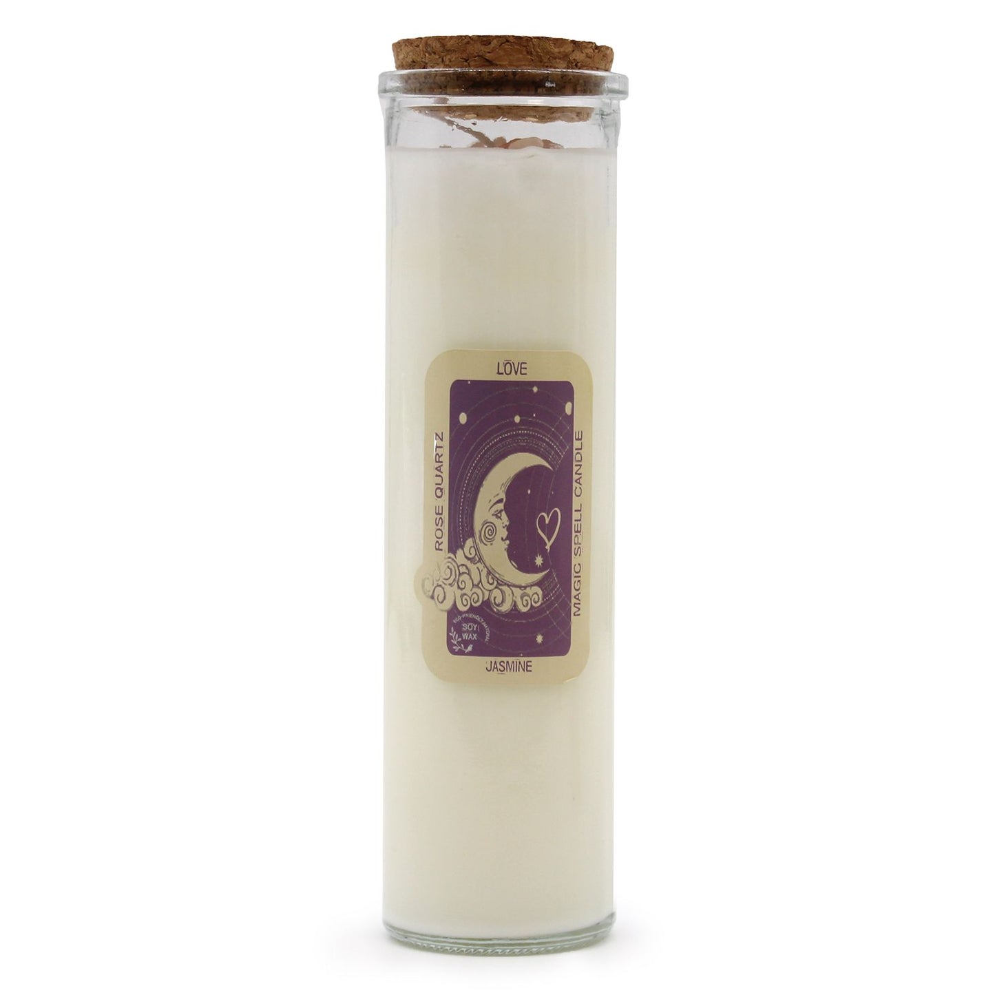 Magic Spell Candle for Love with ROSE QUARTZ Gemstones & JASMINE Fragrance