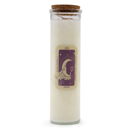Magic Spell Candle for Love with ROSE QUARTZ Gemstones & JASMINE Fragrance