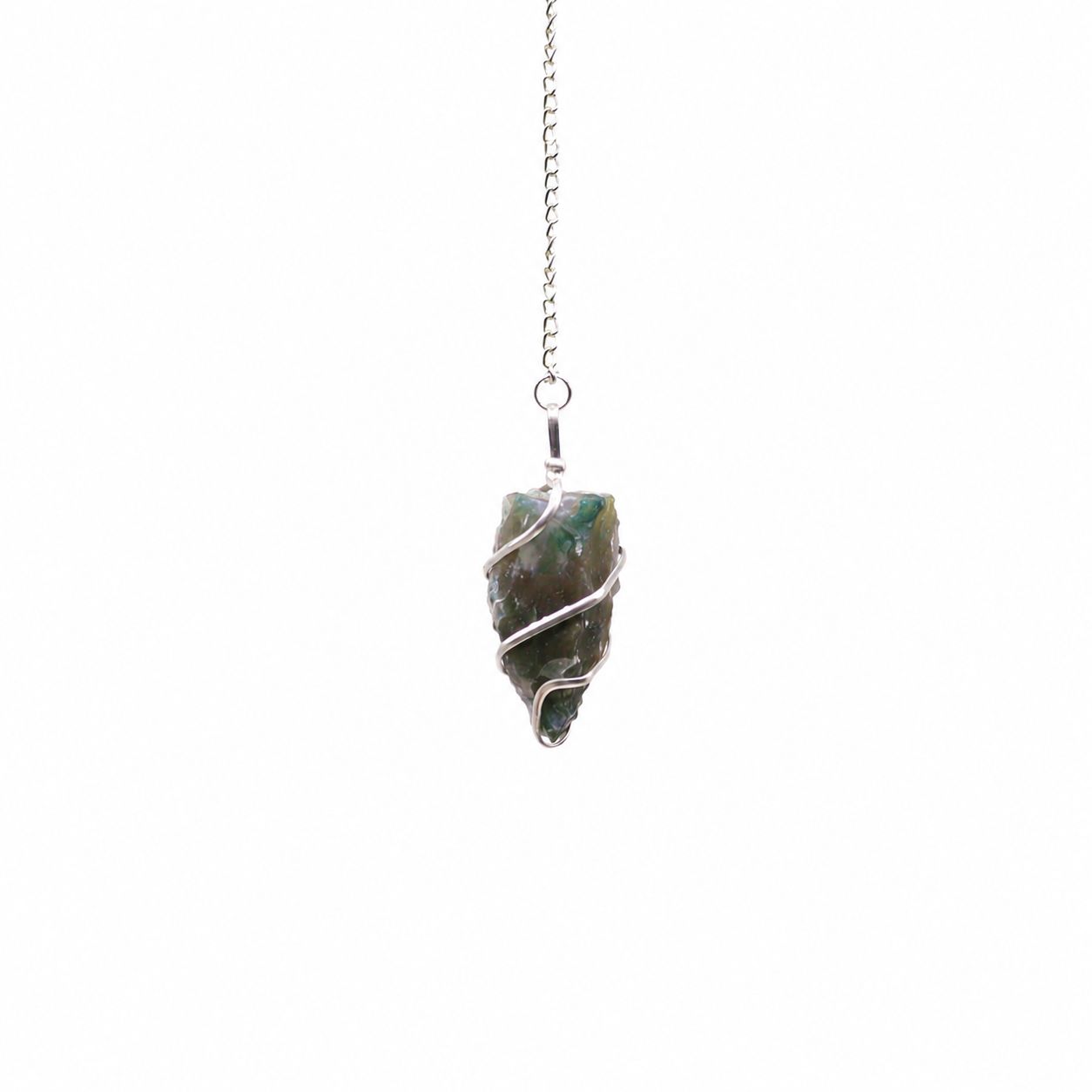 Moss Agate Raw Gemstone Pendulum