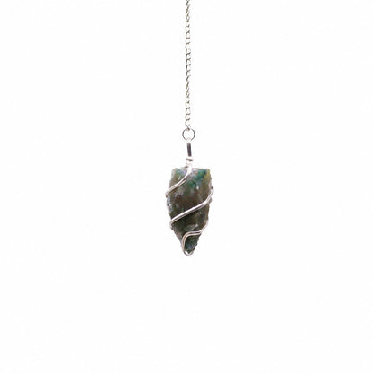 Moss Agate Raw Gemstone Pendulum