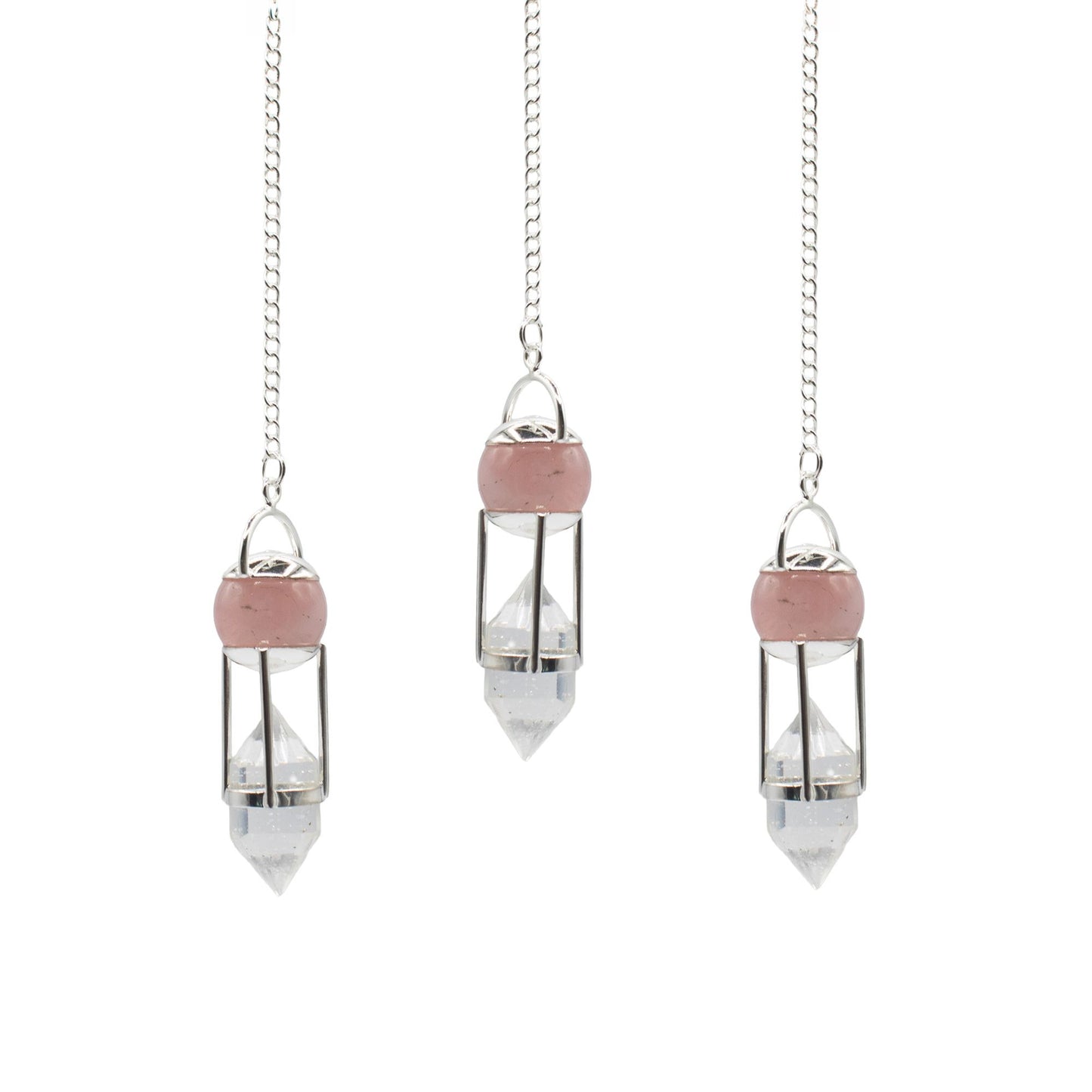 Rose Quartz, Clear Quartz Double Power Pendulum The Heart Whisperer