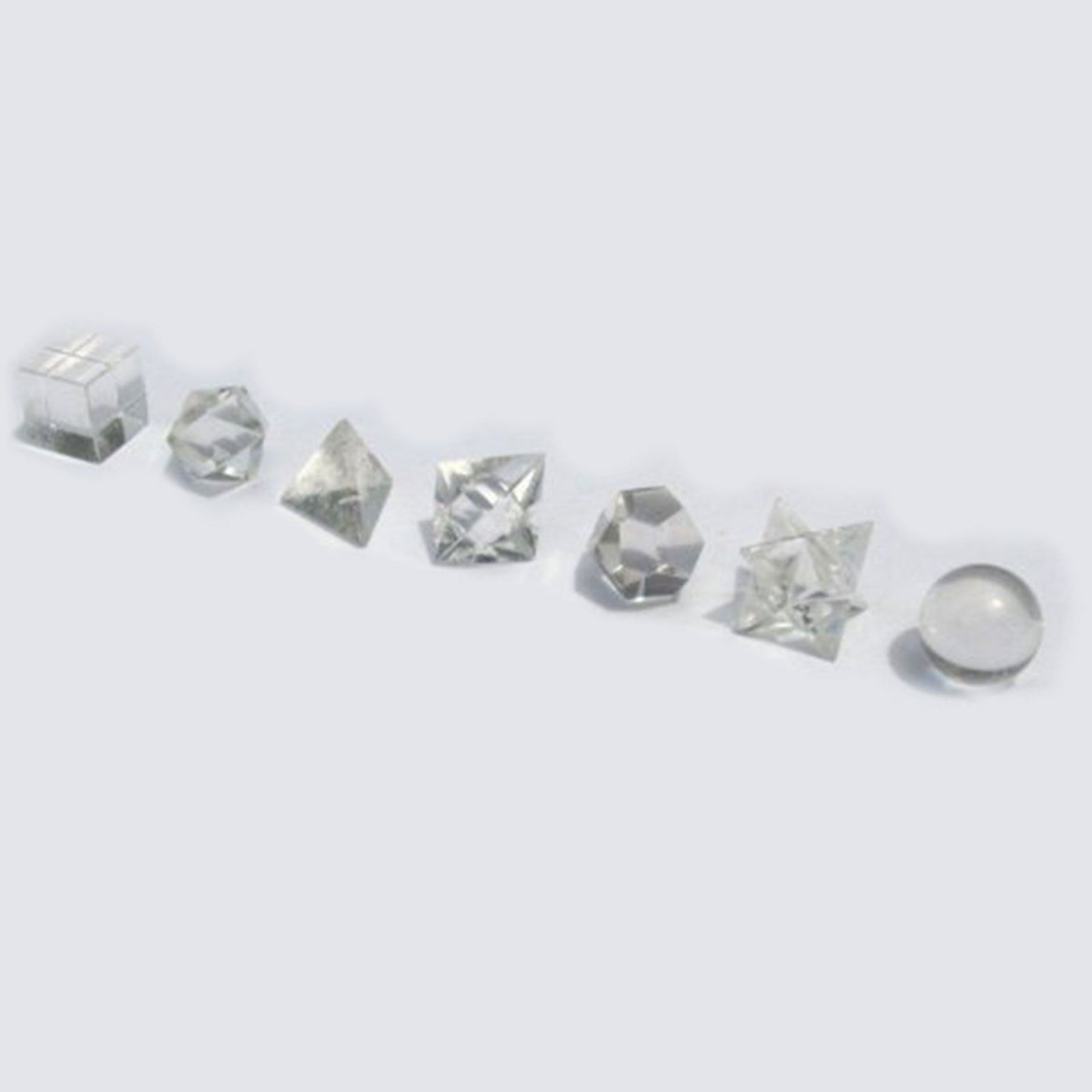 Platonic Solids Geometric Seven Piece Crystal Set Sacred Geometry