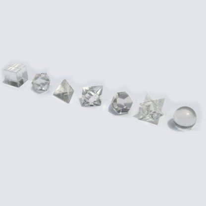 Platonic Solids Geometric Seven Piece Crystal Set Sacred Geometry