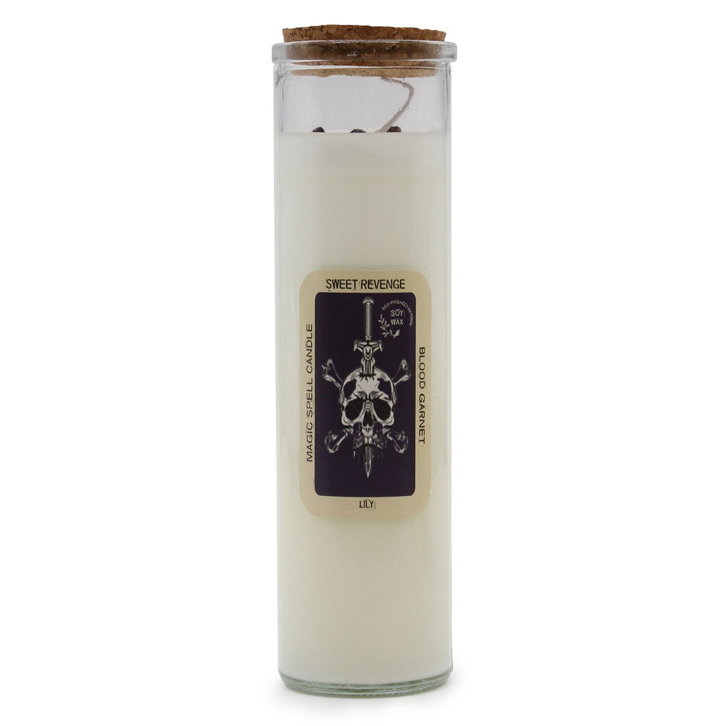 Magic Spell Candle Sweet Revenge with BLOOD GARNET Gemstones & LILY Fragrance