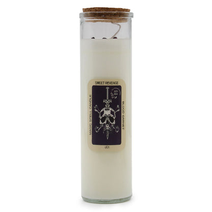 Magic Spell Candle Sweet Revenge with BLOOD GARNET Gemstones & LILY Fragrance