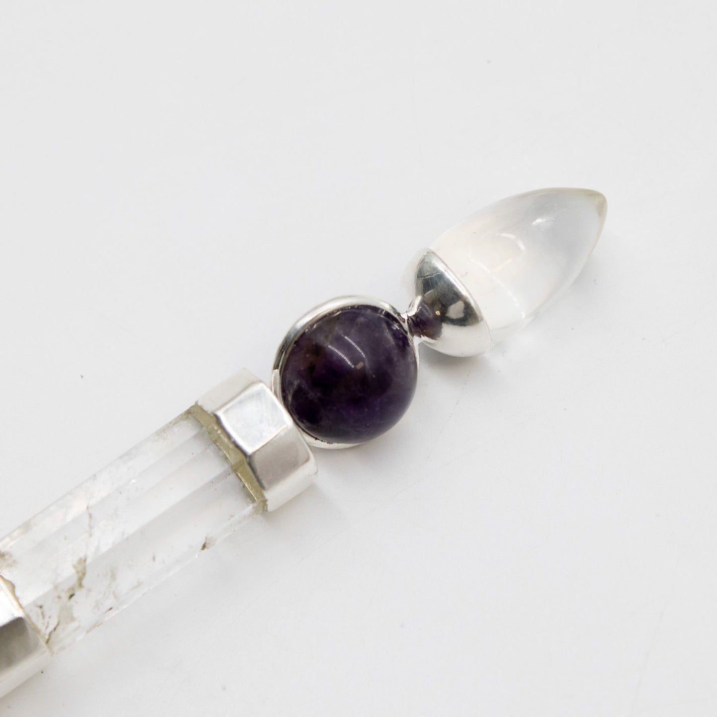Celestial Prism Wand - Amethyst Moving Crystal Sphere Quartz Stem