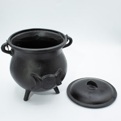 Big Cast Iron Cauldron with Triple Moon 23x18cm