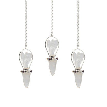 Clear Quartz Celestial Guide Angel Pendulum with Chakra Band