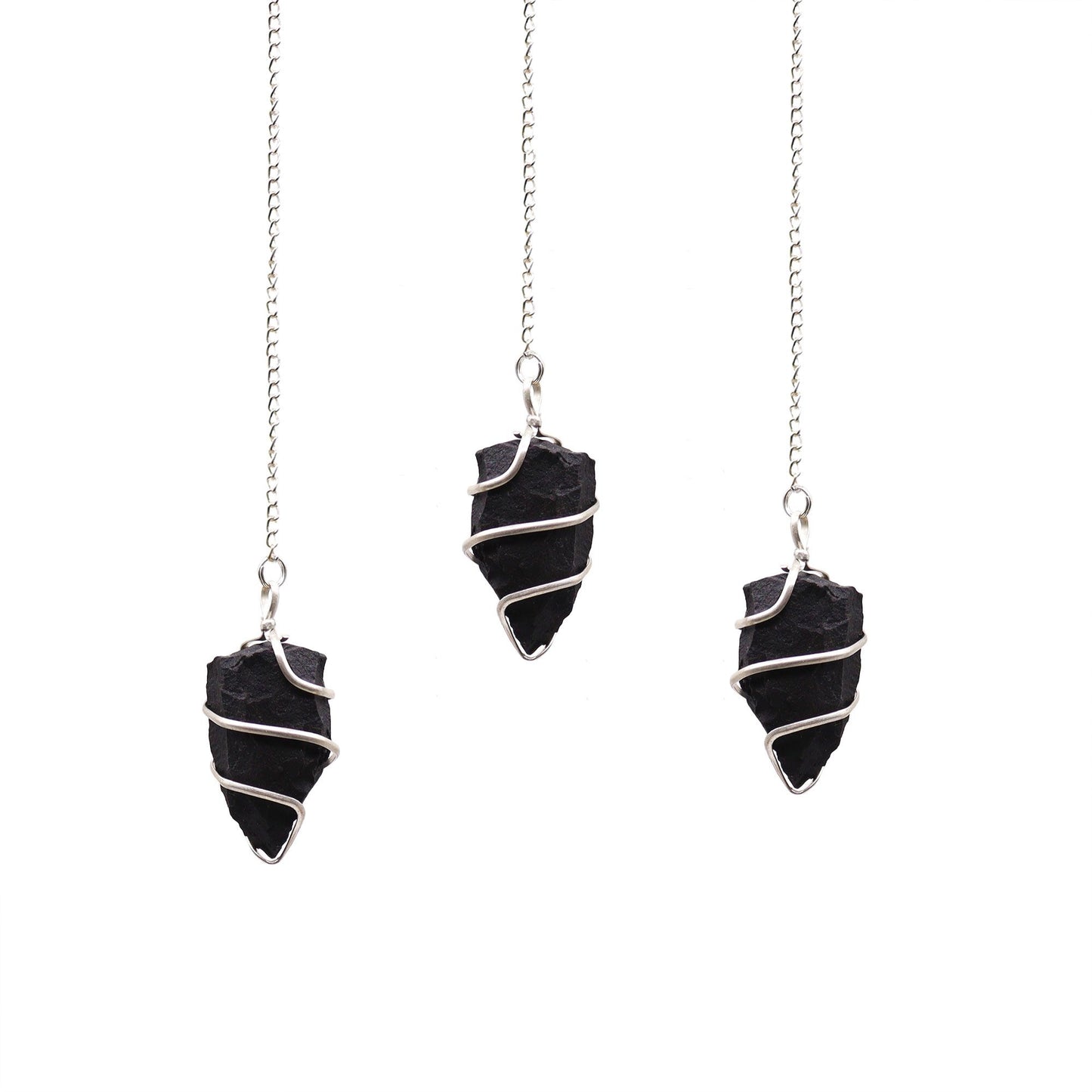Black Agate Raw Gemstone Pendulum