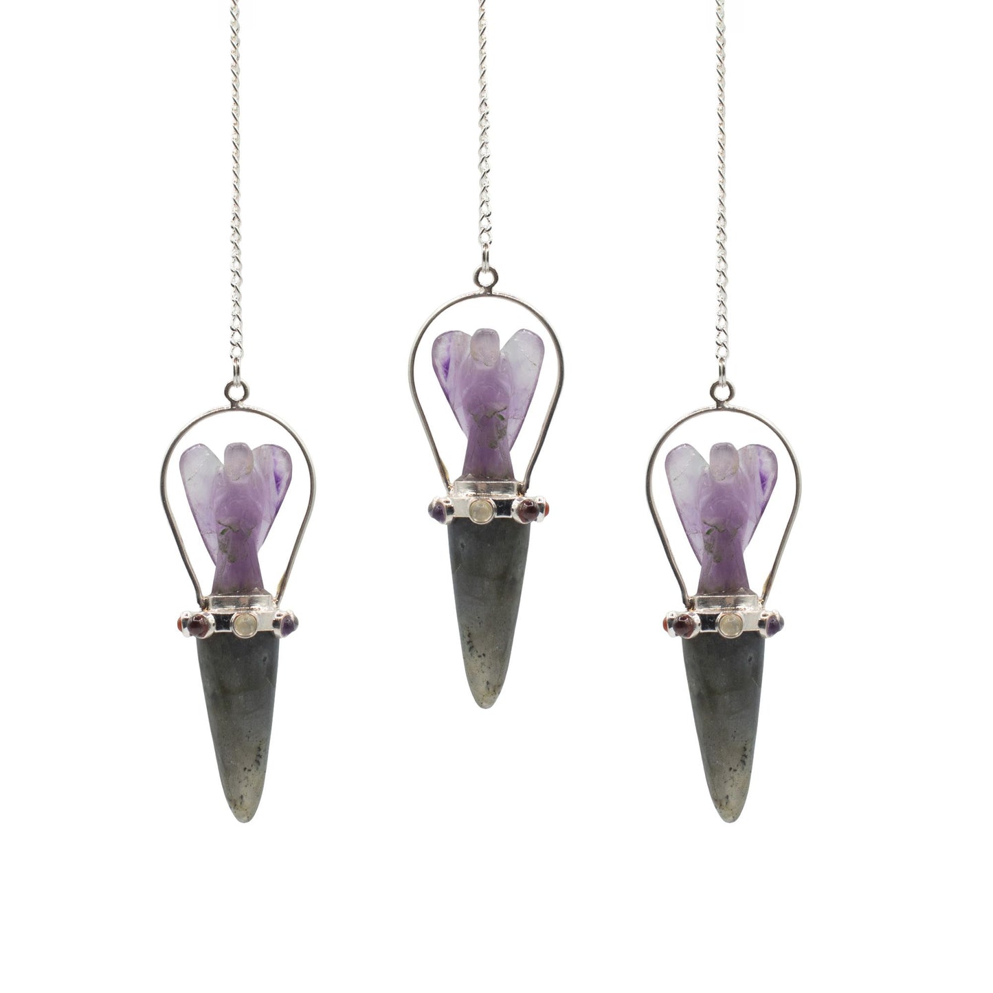 Labradorite, Amethyst Veilwalker Angel Pendulum with Chakra Band