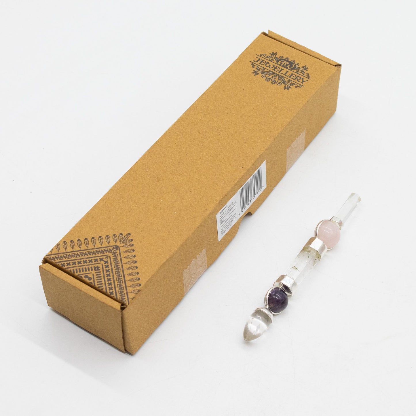 Celestial Prism Wand - Amethyst Moving Crystal Sphere Quartz Stem