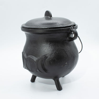 Big Cast Iron Cauldron with Triple Moon 23x18cm
