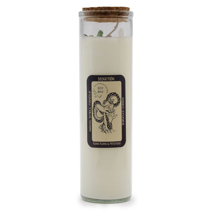 Magic Spell Candle for Seduction with MIXED gemstones, YLANG YLANG & PATCHOULI Frangrance