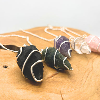 Moss Agate Raw Gemstone Pendulum