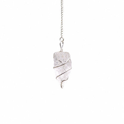 Rock Quartz Raw Gemstone Pendulum