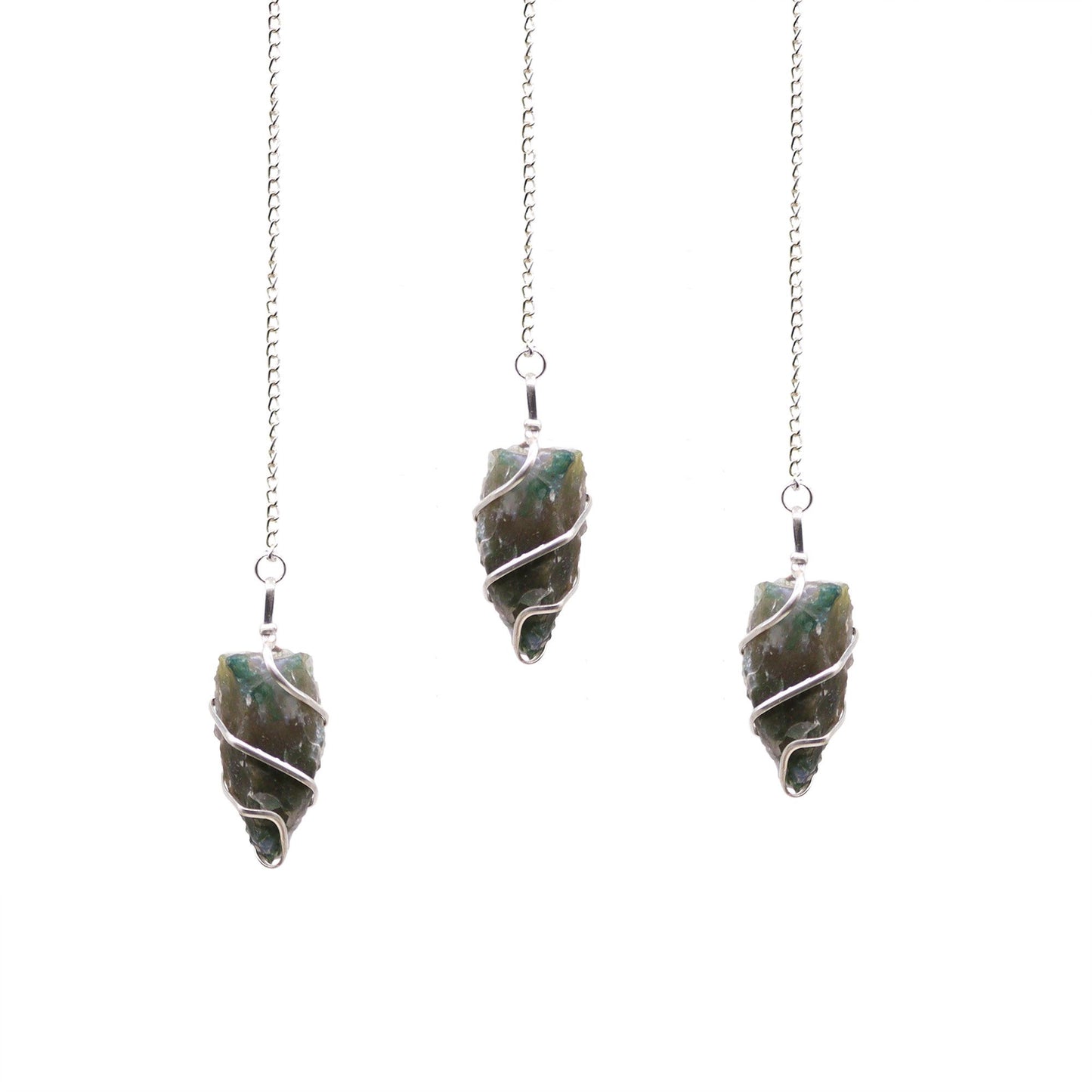 Moss Agate Raw Gemstone Pendulum
