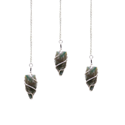 Moss Agate Raw Gemstone Pendulum