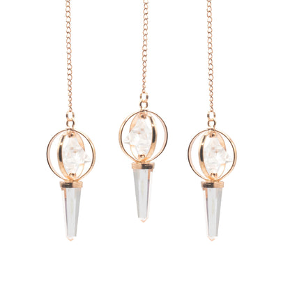 Clear Quartz Spinning Merkaba Star in Copper Pendulum Stellar Gateway