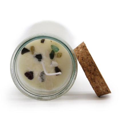 Magic Spell Candle for Seduction with MIXED gemstones, YLANG YLANG & PATCHOULI Frangrance