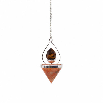 Sunstone & Tiger Eye Gemstone Lantern of Life Pendulum
