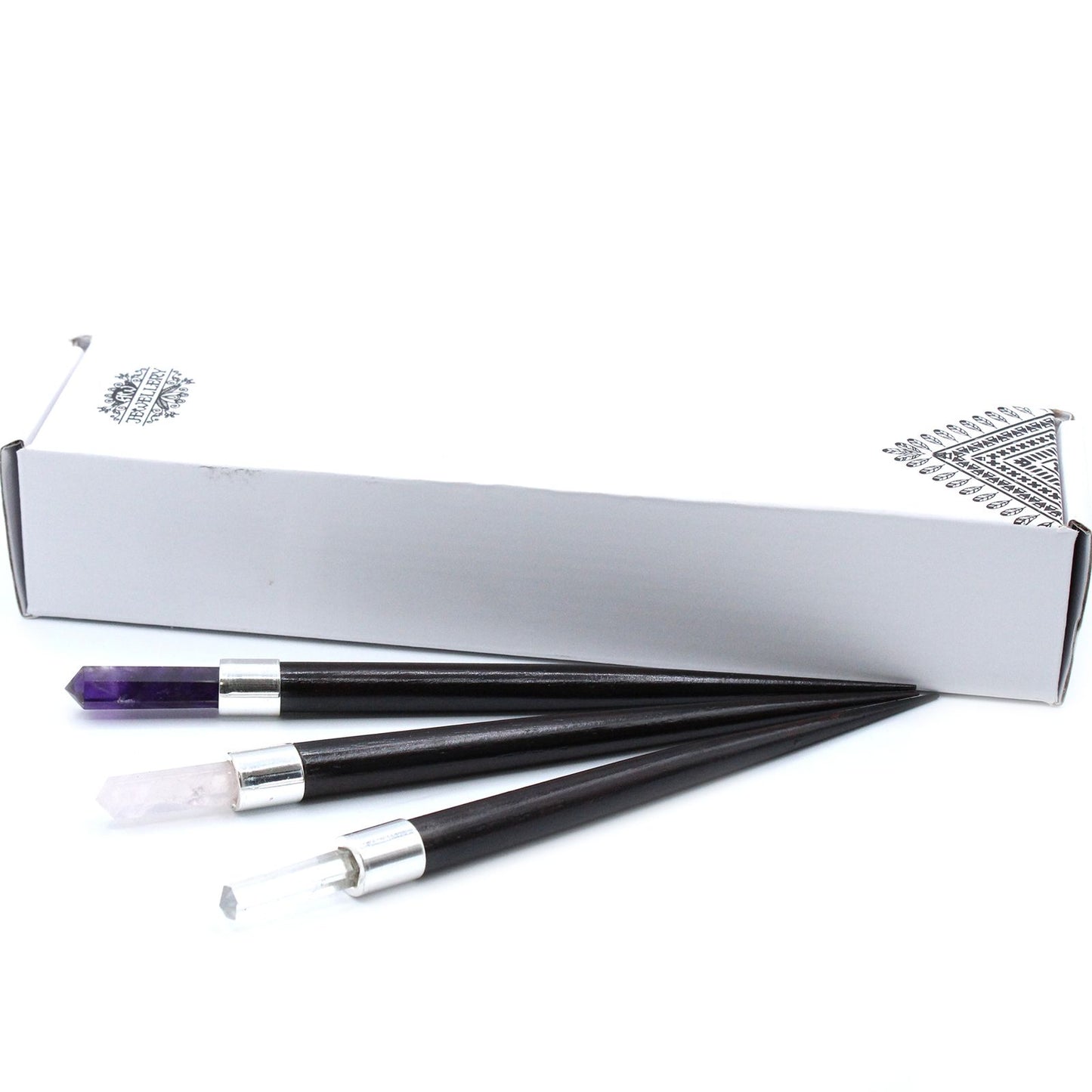Rose Quartz, Rock Quartz, Amethyst Simple Pointed Healing Wands
