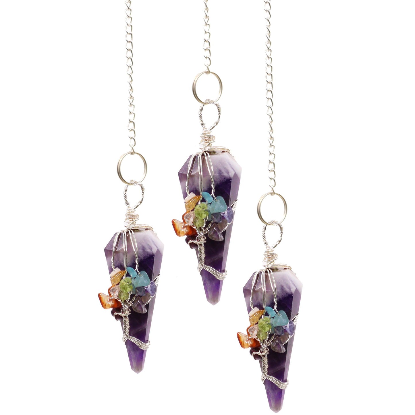 Amethyst Magic Seven Chakra Pendulum - One Piece