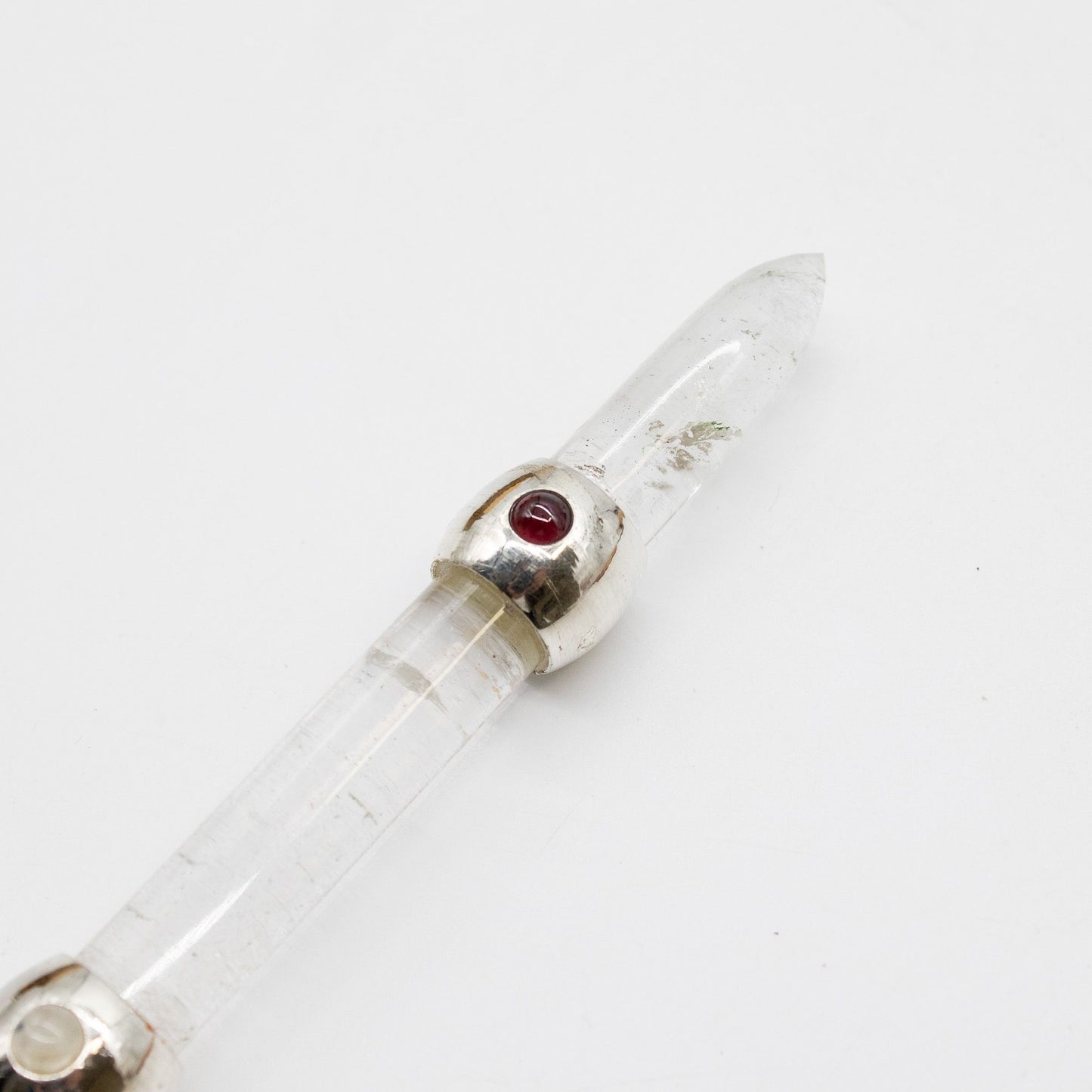 Axis of Grace Wand - Amethyst & Rose Quartz Spheres, Quartz Stem
