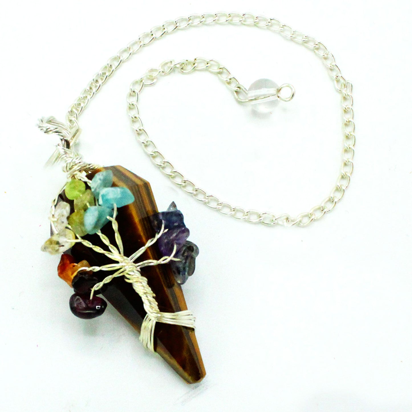 Tiger Eye Magic Seven Chakra Pendulum - One Piece